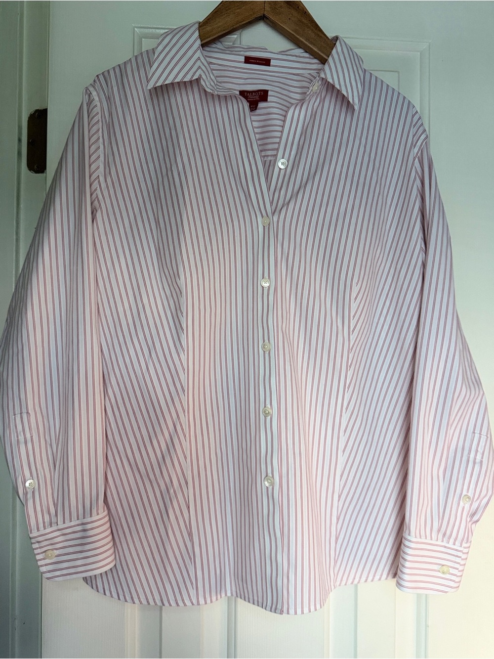 Vintage Talbots Pink and White Striped Blouse. Sz 16W